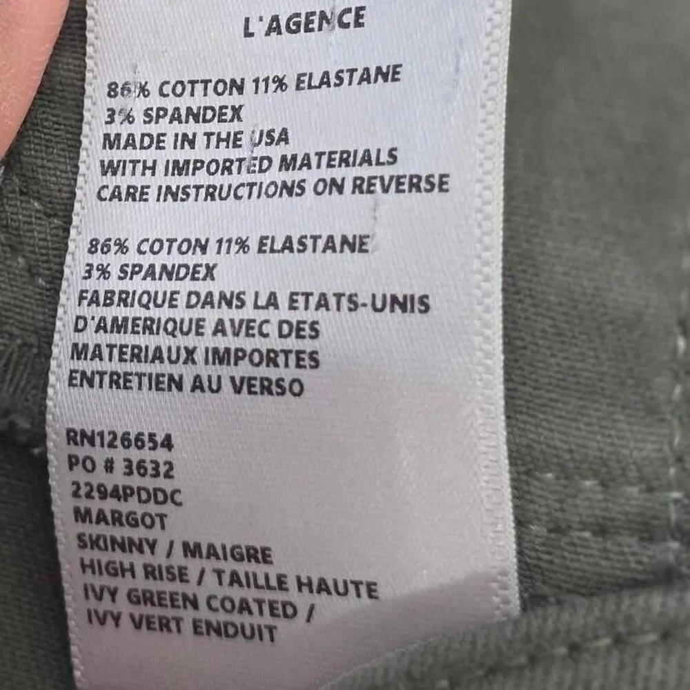 L'AGENCE Margot High Rise Skinny Jeans Dark Graphite Gray 26